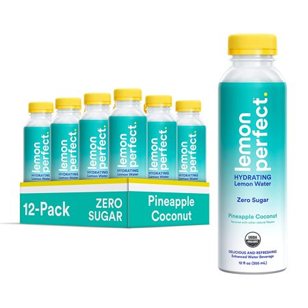 Hydrating Organic Lemon Water  Zero Sugar  Flavored Water  Squeezed from Real Fruit  Keto Certified  Plastic Neutral  No Artificial Ingredients  Pinea