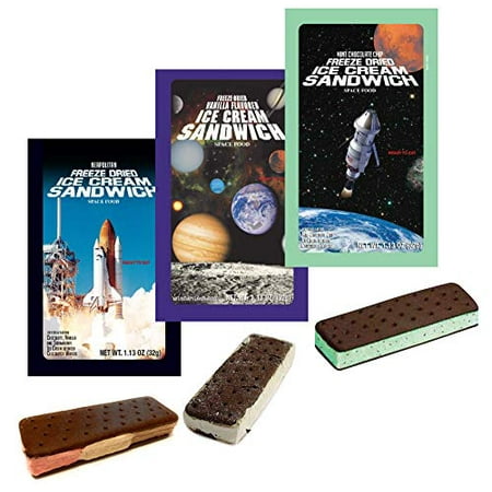 LuvyDuvy Freeze-Dried Neapolitan (Chocolate-Vanilla-Strawberry)  Vanilla  Mint Chocolate Chip Ice Cream Sandwiches - 3-Pack