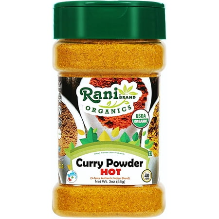 Rani Organic Curry Powder Hot (9-Spice Authentic Indian Blend) 3oz (85g) PET Jar ~ All Natural | Salt-Free | Vegan | Gluten Friendly | NON-GMO | India