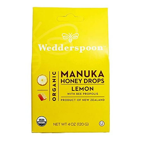 Wedderspoon Organic Manuka Honey Drops  Lemon & Bee Propolis  4 Ounce (Pack of 1)