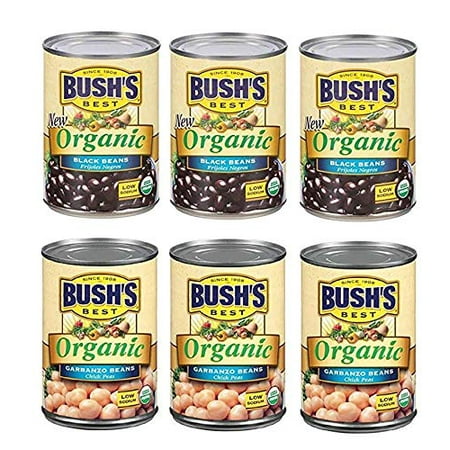Bush S Best Organic Black and Garbanzo (Chickpeas) Beans Variety Pack  3 Black Beans  3 Garbanzo Beans  1 CT