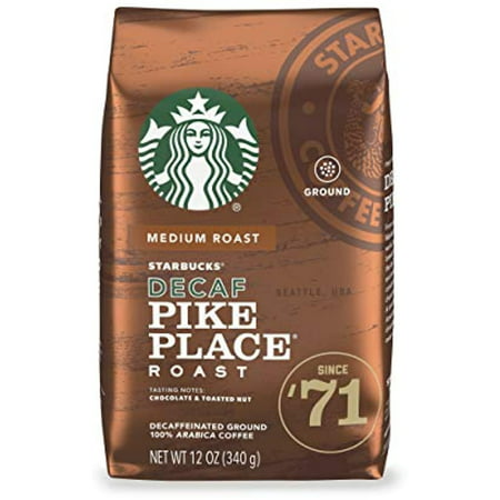 Starbucks Decaf Ground Coffee — Pike Place Roast — 100% Arabica — 1 Bag (12 Oz.)