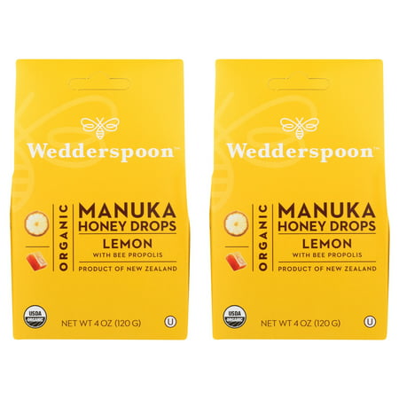 (2 Pack)WEDDERSPOON LEMON ORGANIC MANUKA HONEY DROPS  4 OZ.