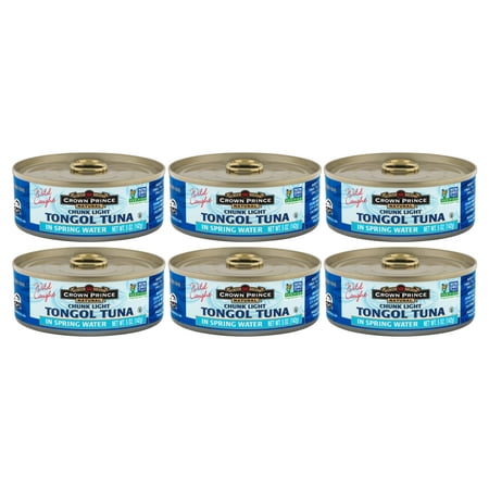 (6 Pack) Crown Prince Natural Chunk Light Tongol Tuna in Spring Water  5 Oz Can