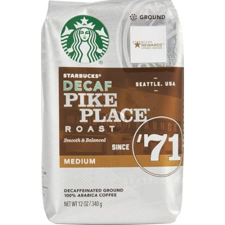 Starbucks Ground Coffee Decaf Medium Roast Pike Place Roast -- 12 Oz