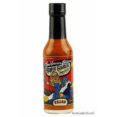 Honey Badger Hot Sauce  5 Fl Oz  Heat Level: 9 - Killer - All Natural  Vegan  Extract-free  Made in Usa and Featured on Hot Ones