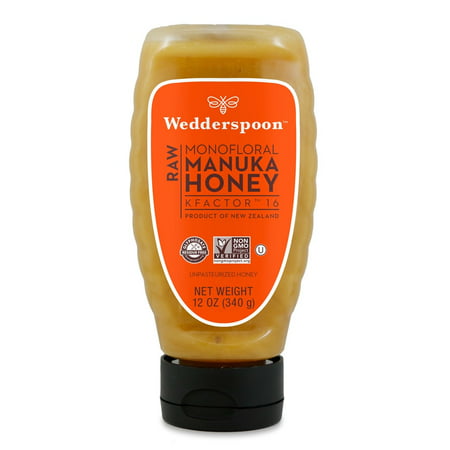 Wedderspoon Monofloral Raw Manuka Honey KFactor 16 Unpasteurized -- 12 Oz