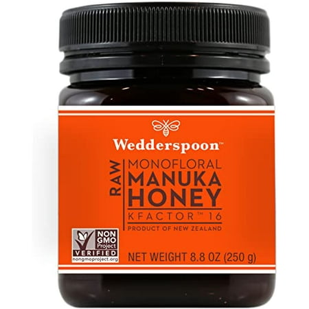 Wedderspoon Raw Premium Manuka Honey KFactor 16  8.8 Oz  Unpasteurized  Genuine New Zealand Honey  Multi-Functional  Non-GMO Superfood