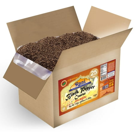 Rani Black Pepper Coarse Ground 28 Mesh (Table Grind)  Premium Indian 400oz (25lbs) 11.36kg Bulk Box ~ All Natural | Vegan | Gluten Friendly | NON-GMO