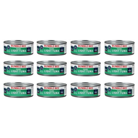 (12 Pack) Bumble Bee Chunk Light Tuna in Water  Wild Caught Skipjack Tuna  Gluten Free  23g Protein per Serving  Non-GMO  Shelf Stable Can  5 Oz