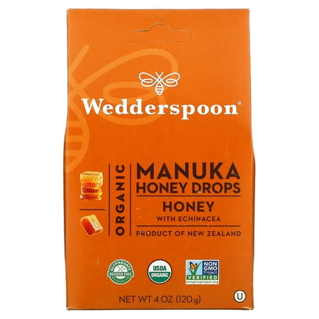 Wedderspoon  Organic Manuka Honey Drops  Honey with Echinacea  4 Oz (120 G)