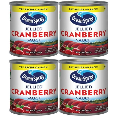 Ocean Spray Jellied Cranberry Sauce (Pack of 4) 8 Oz Mini Cans
