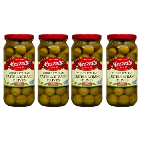 (4 Pack) Mezzetta Whole Italian Castelvetrano Olives  10 Oz Dr. Wt. Jar