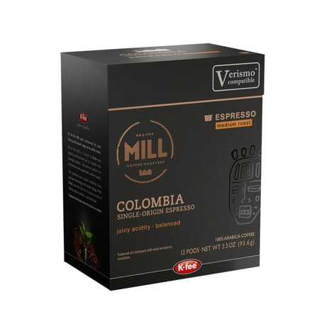 Mr and Mrs Mill Colombia Espresso K-fee® & Starbucks® Verismo* Compatible | 72 Count (6 Boxes X 12 Pods) | Medium Roast Single Serve Espresso Pods