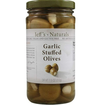 Jeff S Natural Jeff S Natural Garlic Stuffed Olives - Garlic Stuffed Olives - Case of 6 - 7.5 Oz.