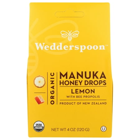 WEDDERSPOON LEMON ORGANIC MANUKA HONEY DROPS  4 OZ. Pack of 6