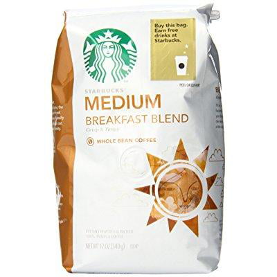Starbucks Breakfast Blend Whole Bean Coffee  12 Ounce