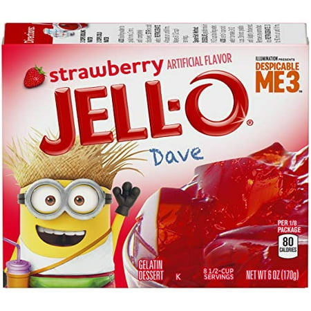 JELL-O Strawberry Gelatin Dessert Mix (6 Oz Boxes  Pack of 24)