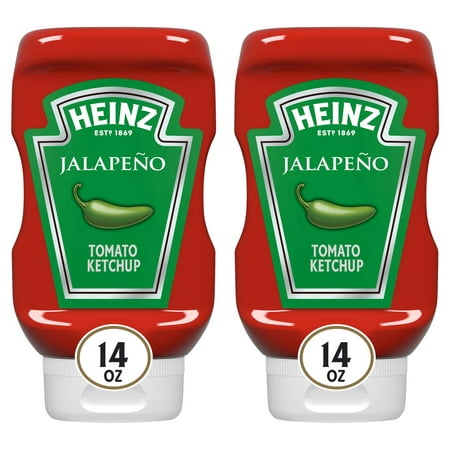 (2 Pack) Heinz Tomato Ketchup Blended with Jalapeno  14 Oz Squeeze Bottle