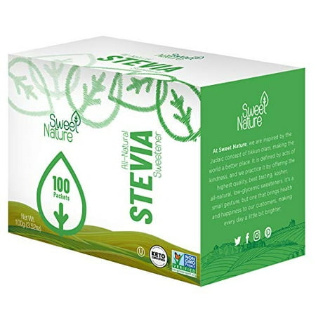 Sweet Nature Stevia Sweetener Powder All Natural Kosher Gluten and Sugar Free  100 Count (Pack of 1)