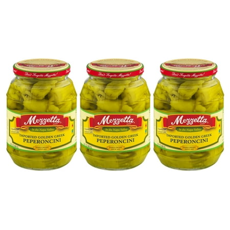 (3 Pack) Mezzetta Golden Greek Peperoncini  32 Fl Oz Jar