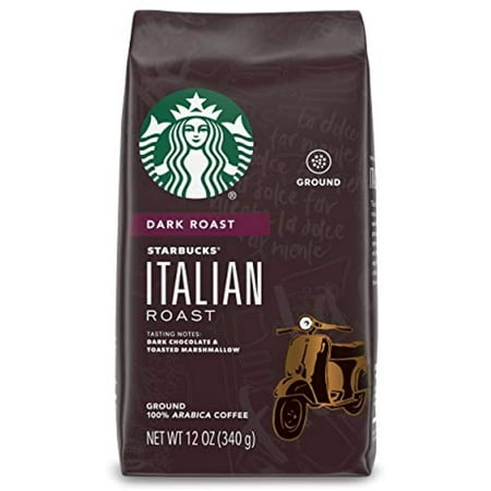 Starbucks Dark Roast Ground Coffee — Italian Roast — 100 Arabica — Bag Oz.  Chocolate and Marshmallow  12 Ounce