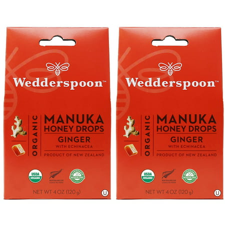 (2 Pack)WEDDERSPOON GINGER ORGANIC MANUKA HONEY DROPS  4 OZ.
