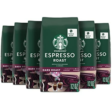 Starbucks Espresso Roast Dark Roast Whole Bean Coffee  12 Ounce (Pack of 6)