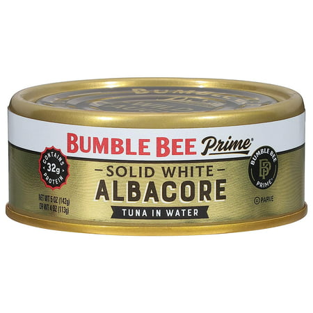 Bumble Bee Prime Solid White Albacore Tuna in Water  5 Oz Cans (Pack of 12) - Premium Wild Caught Tuna - 31g Protein per Serving - Non-GMO Project Ver