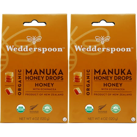 (2 Pack)Wedderspoon Organic Manuka Honey Drops  Honey with Echinacea  4 Oz (120 G)  Cold Cough or Flu Treatment
