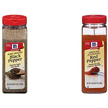 Mccormick Pure Ground Black Pepper  16 Oz & Ground Cayenne Red Pepper  14 Ounce