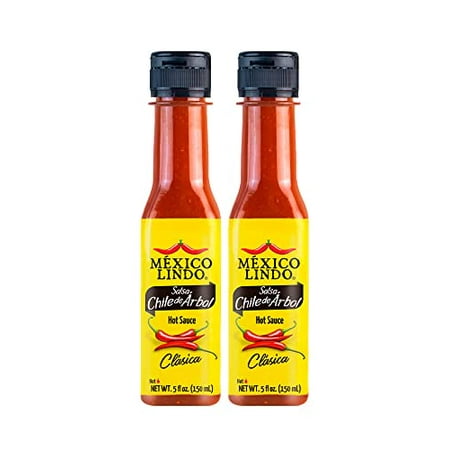 Mexico Lindo Chile De Arbol Hot Sauce Ingredients | 12 190 Scoville Level | Classic Flavor | 5 Fl Oz Bottles (Pack of 2)