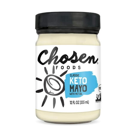 Chosen Foods Classic Keto Mayo  Non-GMO  Gluten Free  Dairy Free for Sandwiches  Dressings  Sauces and Recipes  12 Fl Oz (Pack of 6)