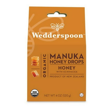Wedderspoon Organic Manuka Honey Drops  Honey with Echinacea  4 Oz  6 Pack