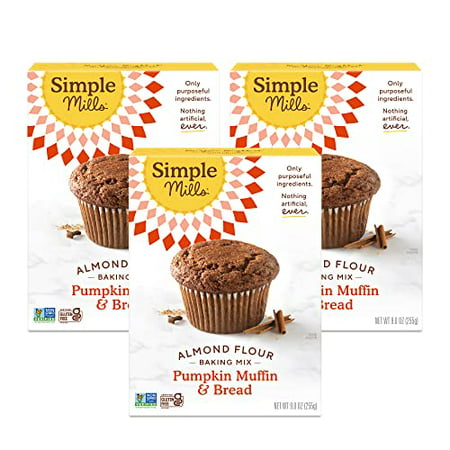 Simple Mills Almond Flour Baking Mix  Pumpkin Muffin & Bread Mix - Gluten Free  Plant Based  Paleo Friendly  9 Ounce (Pack of 3)