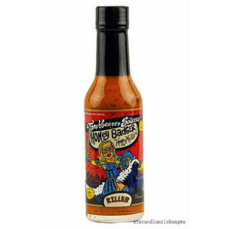 Honey Badger Hot Sauce  5 Fl Oz  Heat Level: 9 - Killer - All Natural  Vegan  Extract-free  Made in Usa and Featured on Hot Ones