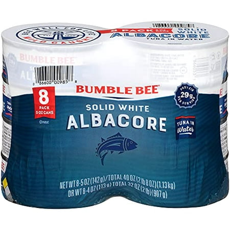 BUMBLE BEE Solid White Albacore Tuna in Water  Canned Tuna Fish  High Protein Food  Keto  5 Oz  Pack of 8