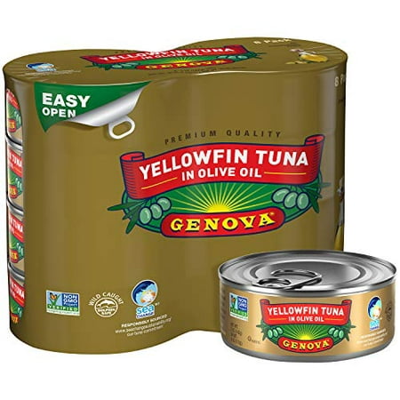 Genova Premium Yellowfin Tuna in Olive Oil  Wild Caught  Solid Light  5 Oz. Can (Pack of 8)