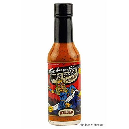 Honey Badger Hot Sauce  5 Fl Oz  Heat Level: 9 - Killer - All Natural  Vegan  Extract-free  Made in Usa and Featured on Hot Ones