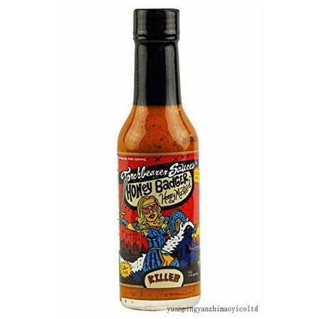 Honey Badger Hot Sauce  5 Fl Oz  Heat Level: 9 - Killer - All Natural  Vegan  Extract-free  Made in Usa and Featured on Hot Ones