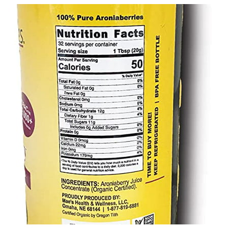Organic Aroniaberry (Chokeberry) Juice Concentrate (6) 16 Fl. Oz  6 Month Supply. Each Bottle 64 Servings (1.5 Teaspoons)