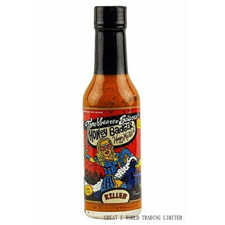 Honey Badger Hot Sauce  5 Fl Oz  Heat Level: 9 - Killer - All Natural  Vegan  Extract-free  Made in Usa and Featured on Hot Ones