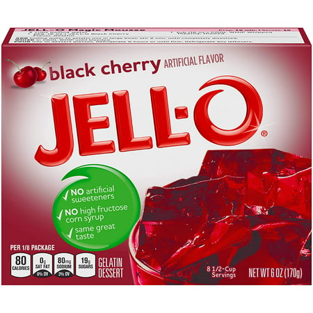 Jell-O Black Cherry Gelatin Mix (6 Oz Boxes  Pack of 6)