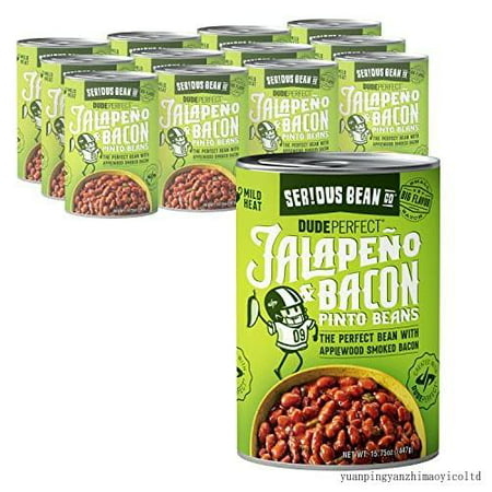SERIOUS Bean Co Dude Perfect Jalapeño & Bacon Pinto Beans – Spicy & Delicious Texas Style Pinto Beans Ready to Eat - Made with Real Jalapeños & Ap