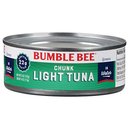 Bumble Bee Chunk Light Tuna in Water  5 Oz Cans (Pack of 48) - Wild Caught Tuna - 22g Protein per Serving - Non-GMO Project Verified  Gluten Free  Kos