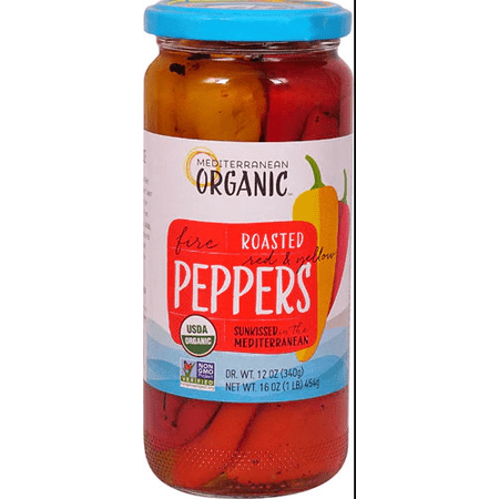 Mediterranean Organic Red and Yellow Peppers Fire Roasted 16 Oz Pack of 3