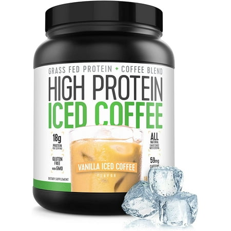Protein Coffee Iced Coffee  High Protein Coffee  Protein Coffee  Keto Friendly  18g of Protein  2g Carbs  All Natural  (18 Servings  Vanilla Latte)