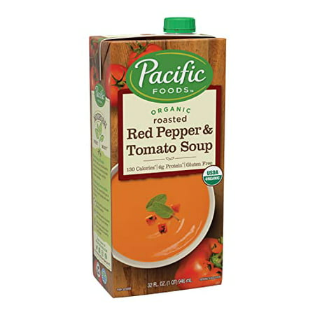 Pacific Foods Organic Creamy Roasted Red Pepper & Tomato Soup  32 Ounce Resealable Carton