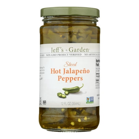 (Pack of 6)  Jeffs Garden Sliced Hot Jalapeño Peppers  12 Fl Oz