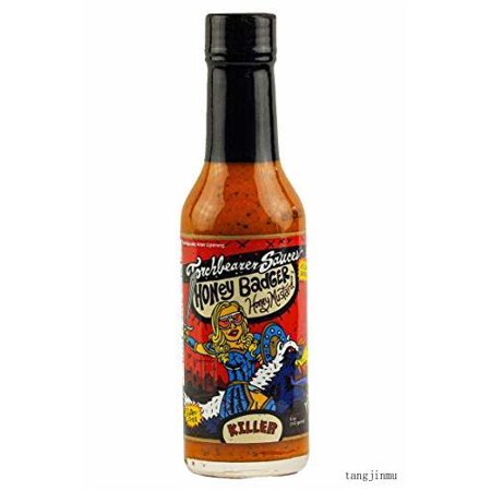 Honey Badger Hot Sauce  5 Fl Oz  Heat Level: 9 - Killer - All Natural  Vegan  Extract-free  Made in Usa and Featured on Hot Ones